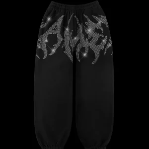 COLLECTIVE BLADE RHINESTONE SWEATPANTS BLACK