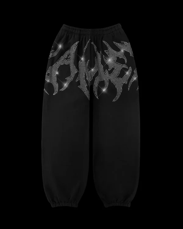 COLLECTIVE BLADE RHINESTONE SWEATPANTS BLACK