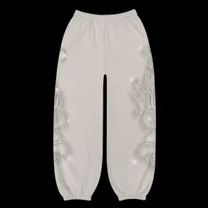 COLLECTIVE LUST RHINESTONE SWEATPANTS BONE