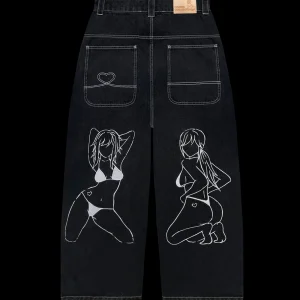 COLLECTIVE GIRLFRIEND SUPER BAGGY JEANS WASHED BLACK