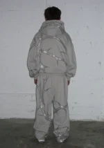 Thorn Rhinestone ZIP Tracksuit Bone-1