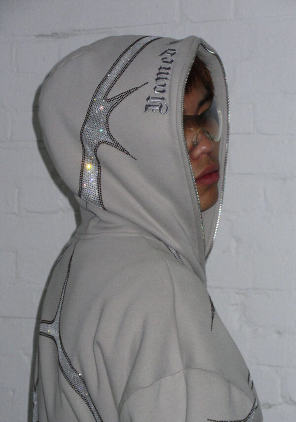 Thorn Rhinestone ZIP Tracksuit Bone-2