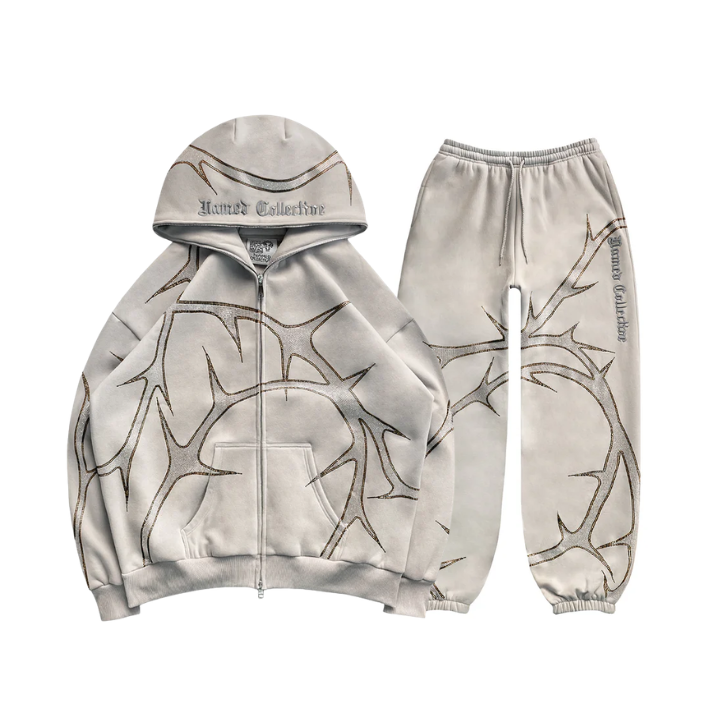 Thorn Rhinestone ZIP Tracksuit Bone Thorn Rhinestone ZIP Tracksuit Bone