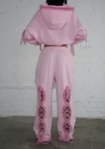 Bad Romance Lace Ribbon Oversized Sweatpants Baby Pink-2