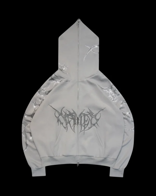 Named Collective Crash Rhinestone Zip Smoke Grey Hoodie