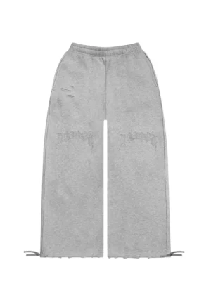Curse Distressed Oversized Sweatpants Grey Marl