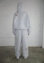 Curse Distressed Oversized Sweatpants Grey Marl-4