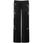 Curse Rhinestone Velour Sweatpants Black