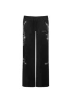Curse Rhinestone Velour Sweatpants Black