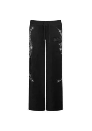 Curse Rhinestone Velour Sweatpants Black