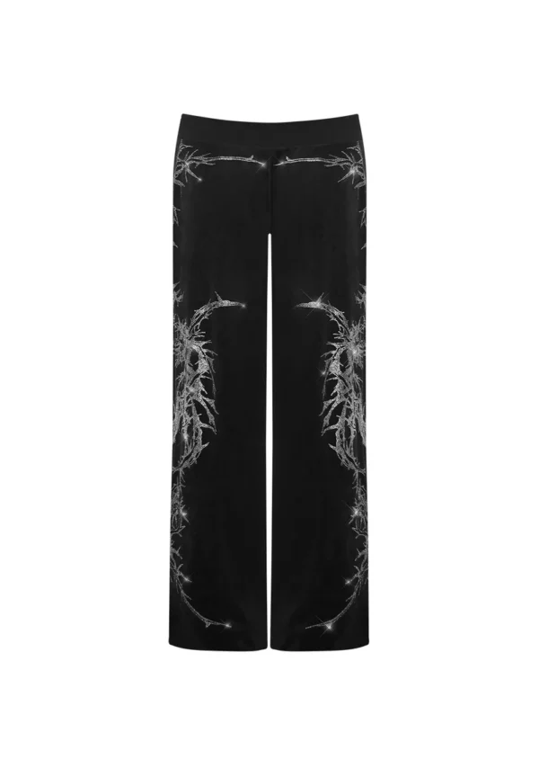 Curse Rhinestone Velour Sweatpants Black-6