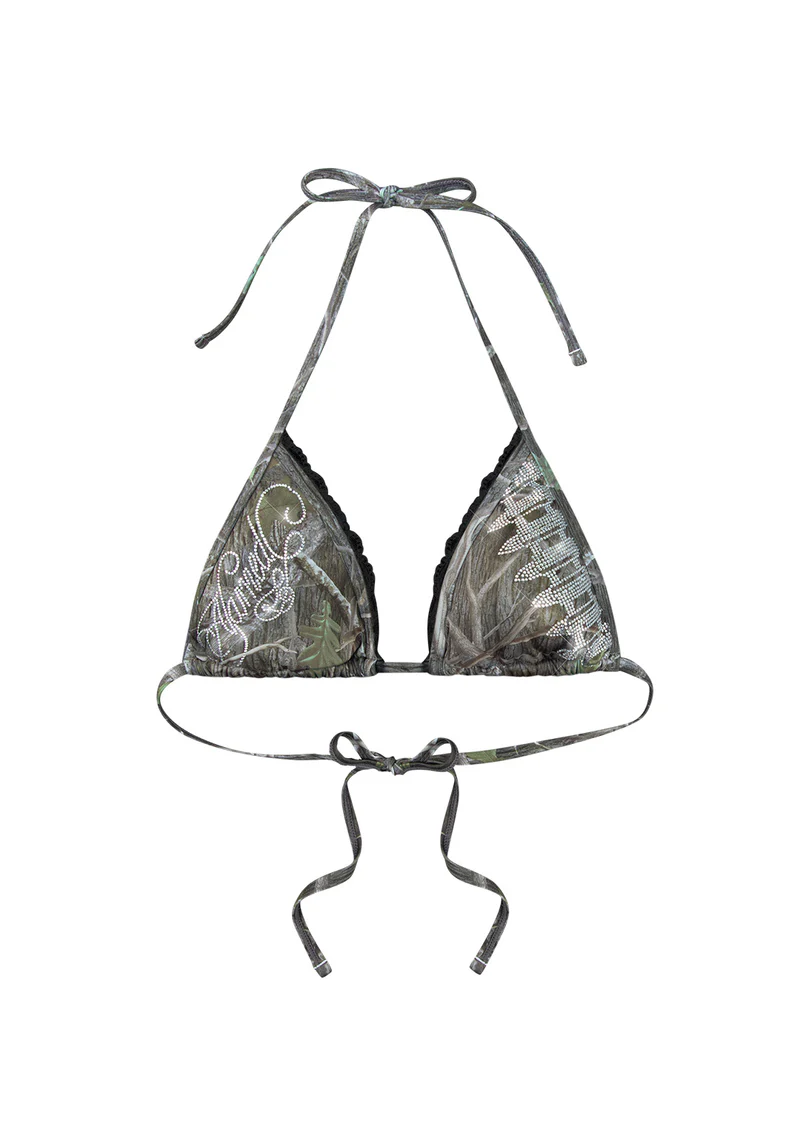 Enemy Rhinestone Bikini Top Tree Camo Enemy Rhinestone Bikini Top Tree Camo