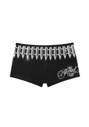 Enemy Rhinestone Micro Hotpant Shorts Black