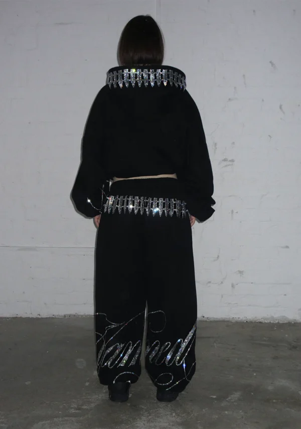 Enemy Rhinestone Sweatpants Black-2