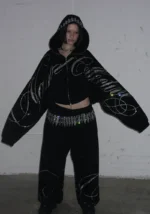 Enemy Rhinestone Sweatpants Black-3