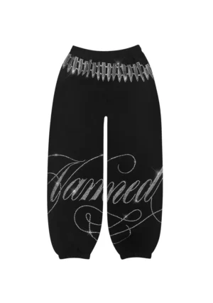 Enemy Rhinestone Sweatpants Black