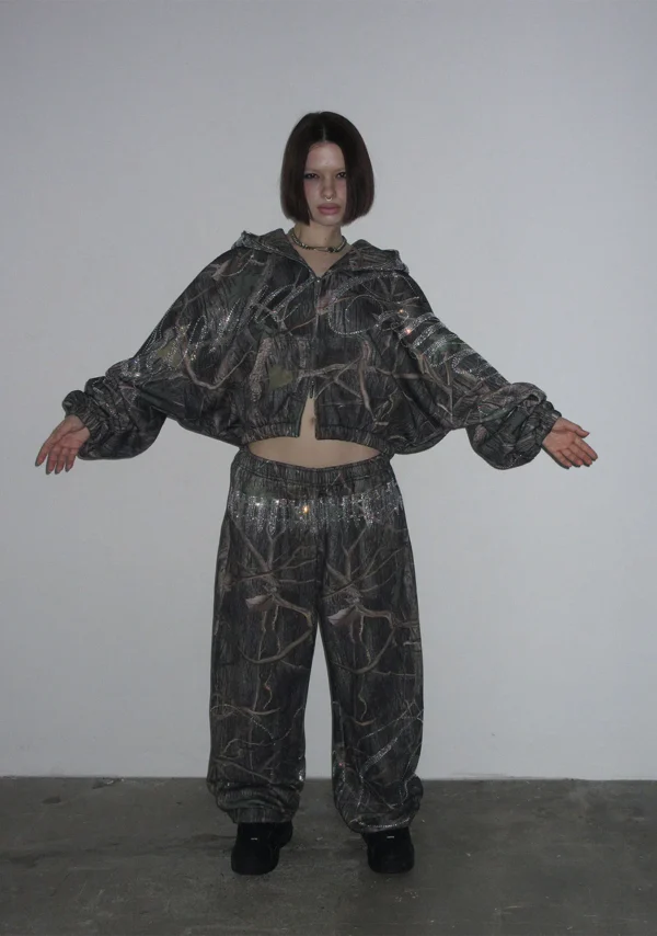Enemy Rhinestone Sweatpants Tree Camo-2