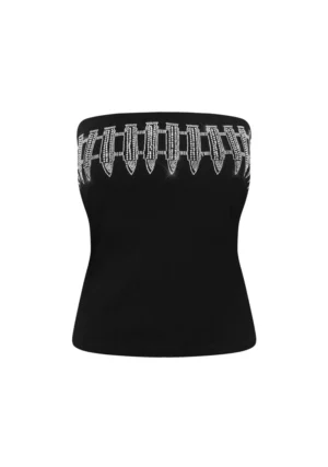 Enemy Rhinestone Tube Top Black
