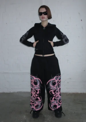 Euphoria Puff Print Oversized Sweatpants Black-1