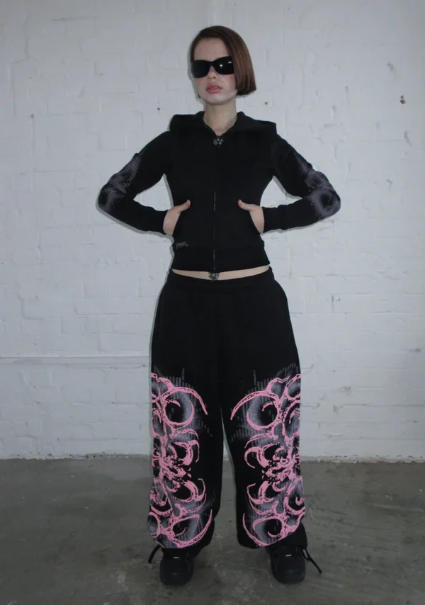 Euphoria Puff Print Oversized Sweatpants Black-1