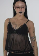 Feral Sheer Mesh Cami Top Black-1