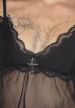 Feral Sheer Mesh Cami Top Black-4