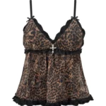 Feral Sheer Mesh Cami Top Leopard