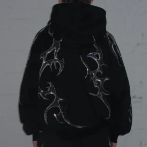 Named Collective Crash Rhinestone Zip Black Hoodie
