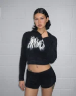 Named Collective Bittersweet Fluffy Knit Black Hoodie