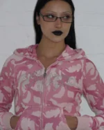 Named Collective Blade Camo Velour Zip Pink Hoodie