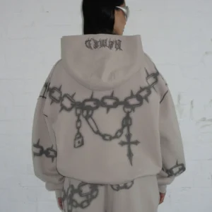 Named Collective Chains Zip Bone Hoodie