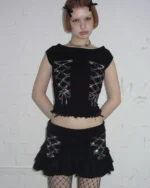 Named Collective Confessions Rhinestone Black Skirt Short