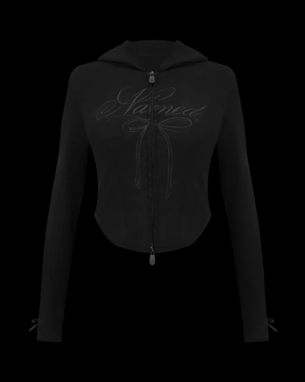 Named Collective Ribbon Sculpt Stretch Black Hoodie