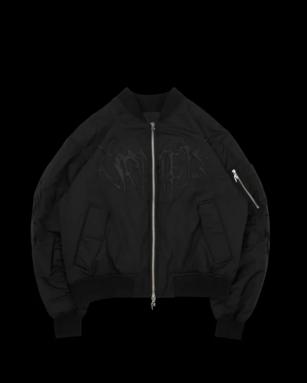 Named Collective Crash Embroidered Bomber Black Jacket