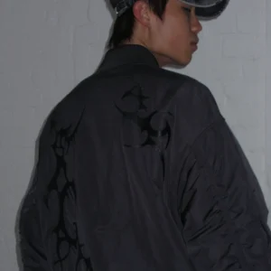 Named Collective Crash Embroidered Bomber Black Jacket