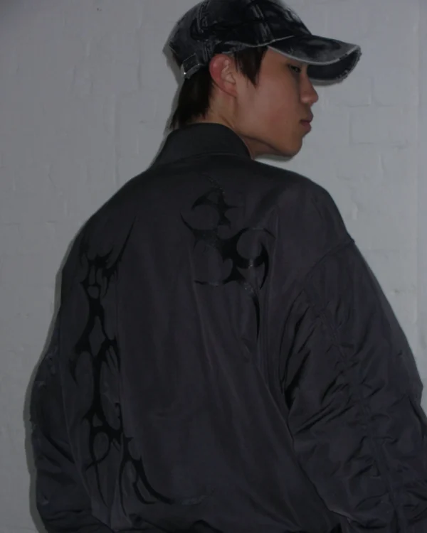 Named Collective Crash Embroidered Bomber Black Jacket