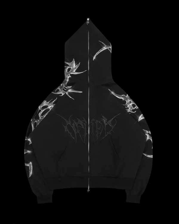 Named Collective Crash Rhinestone Zip Black Hoodie