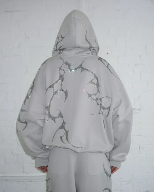 Named Collective Crash Rhinestone Zip Smoke Grey Hoodie