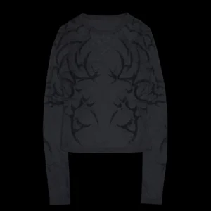 Named Collective Crash Sheer Mesh Long Sleeve Black Top