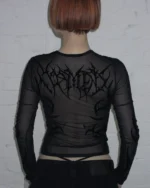 Named Collective Crash Sheer Mesh Long Sleeve Black Top