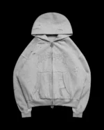 Named Collective Curse Distressed Zip Grey Marl Hoodie