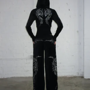 Named Collective Curse Rhinestone Black Sweatpants