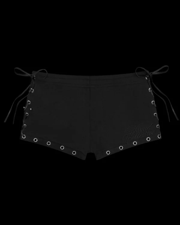 Named Collective Destroy Pierced Corset Black Hotpant Shorts