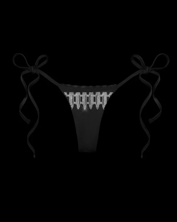 Named Collective Enemy Rhinestone Bottoms Black Bikini