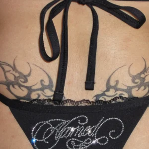 Named Collective Enemy Rhinestone Bottoms Black Bikini
