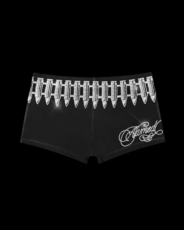 Named Collective Enemy Rhinestone Micro Hotpant Black Shorts