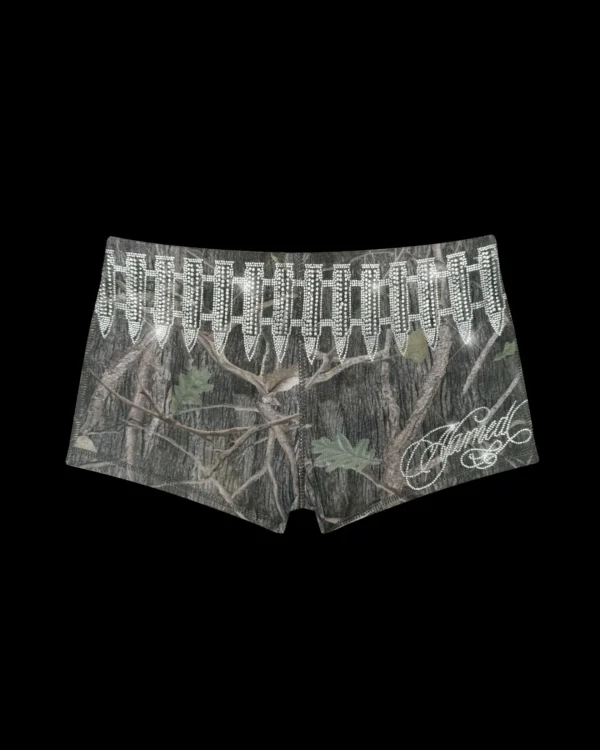 Named Collective Enemy Rhinestone Micro Hotpant Tree Camo Shorts