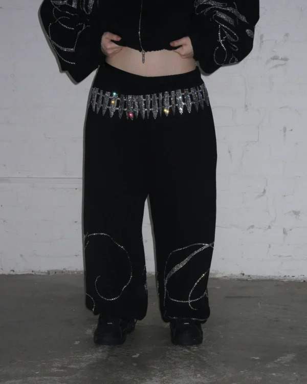 Named Collective Enemy Rhinestone Sweatpants Black