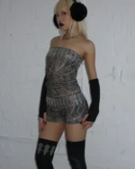 Named Collective Enemy Rhinestone Tree Camo Tube Top