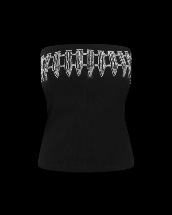 Named Collective Enemy Rhinestone Black Tube Top